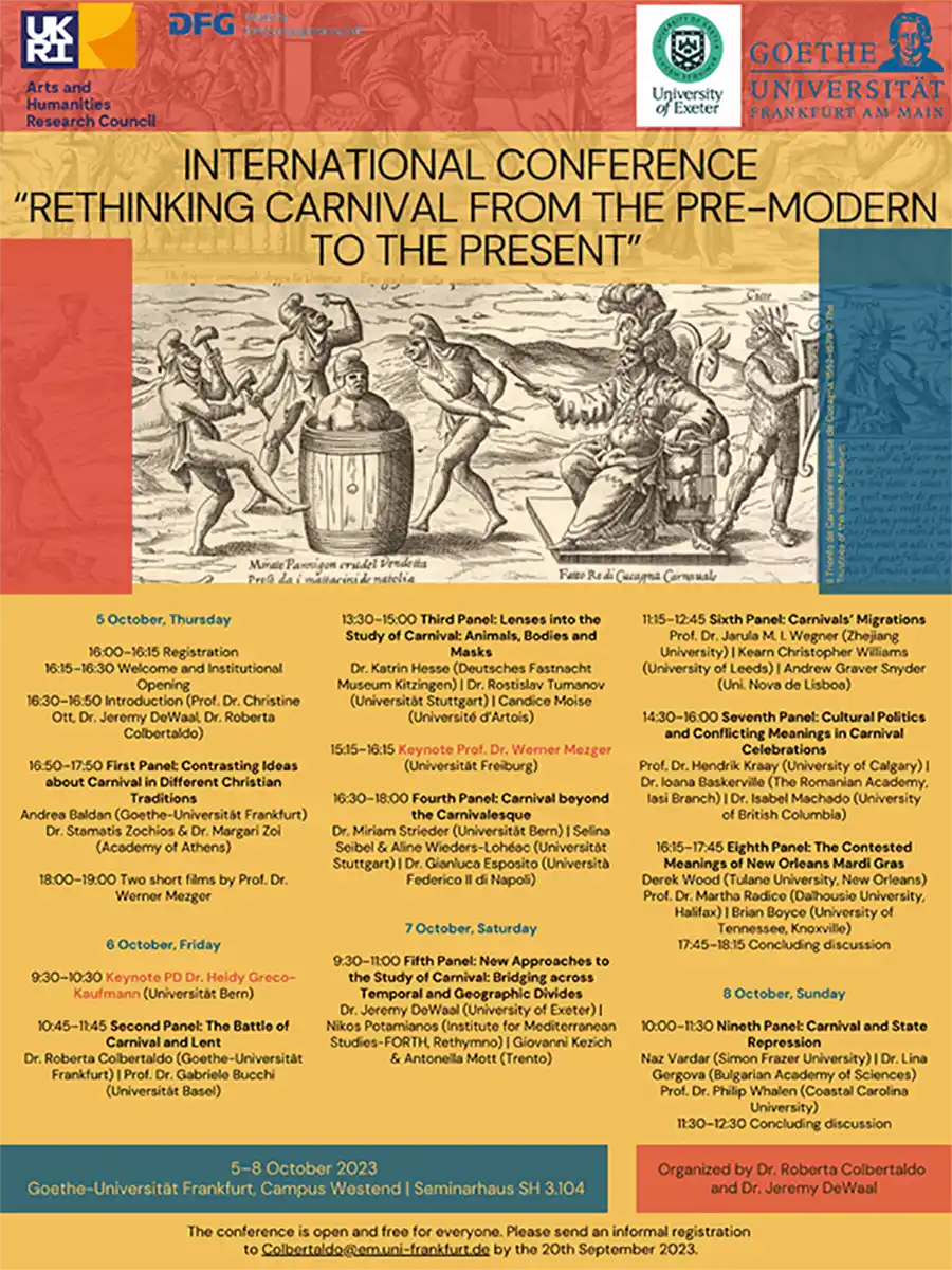 Event poster: Rethinking Carnival from the Pre-Modern to the Present