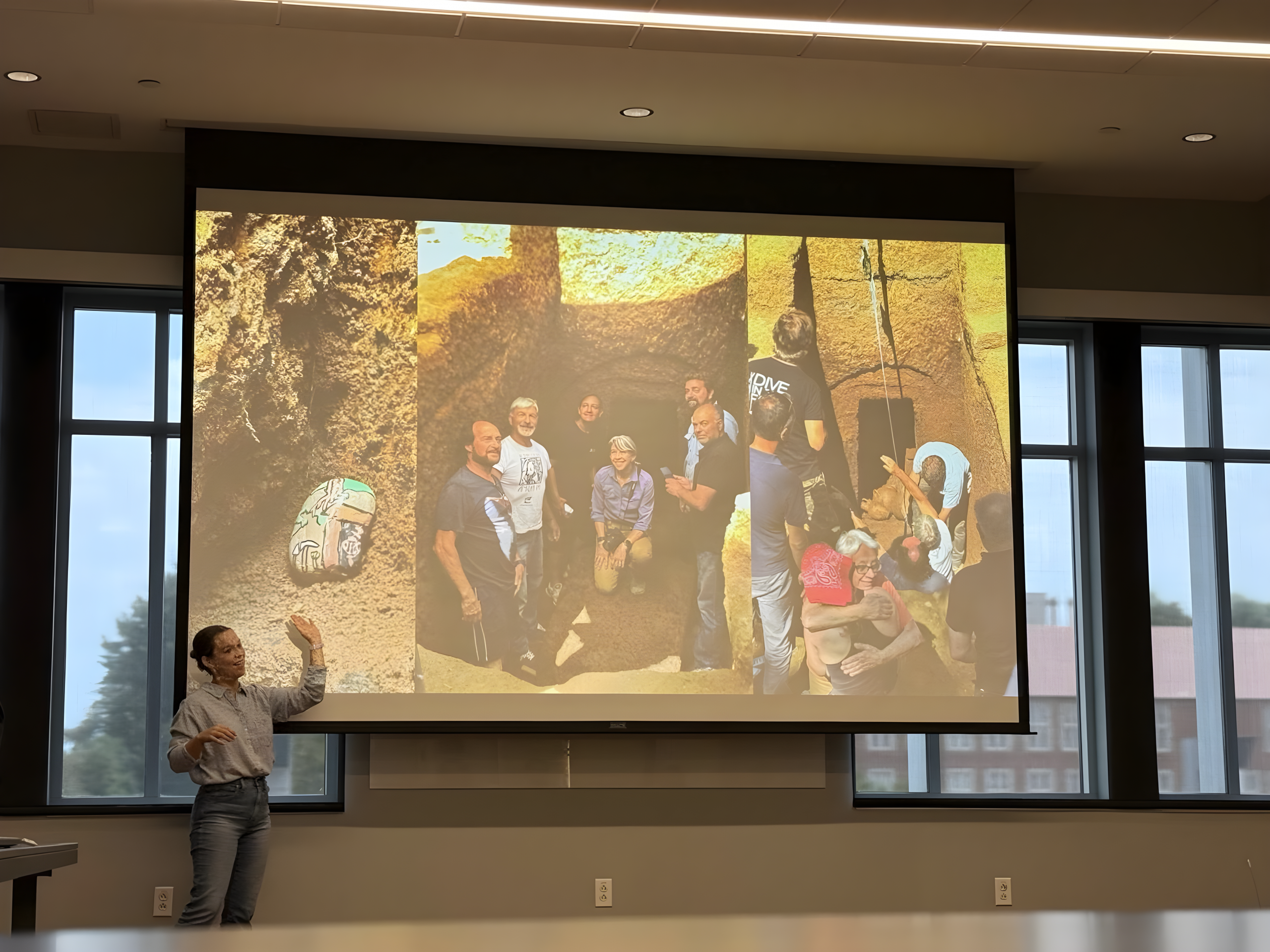 Anna Catherine Gibbs, PhD student in Archaeology, presents on the discovery of an unlooted Etruscan tomb at San Giuliano, Italy